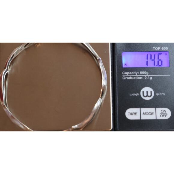 Retired James Avery 925 Wave Scroll Bangle Bracelet 14.6G / 7.5in / 4.5mm - Picture 4 of 4